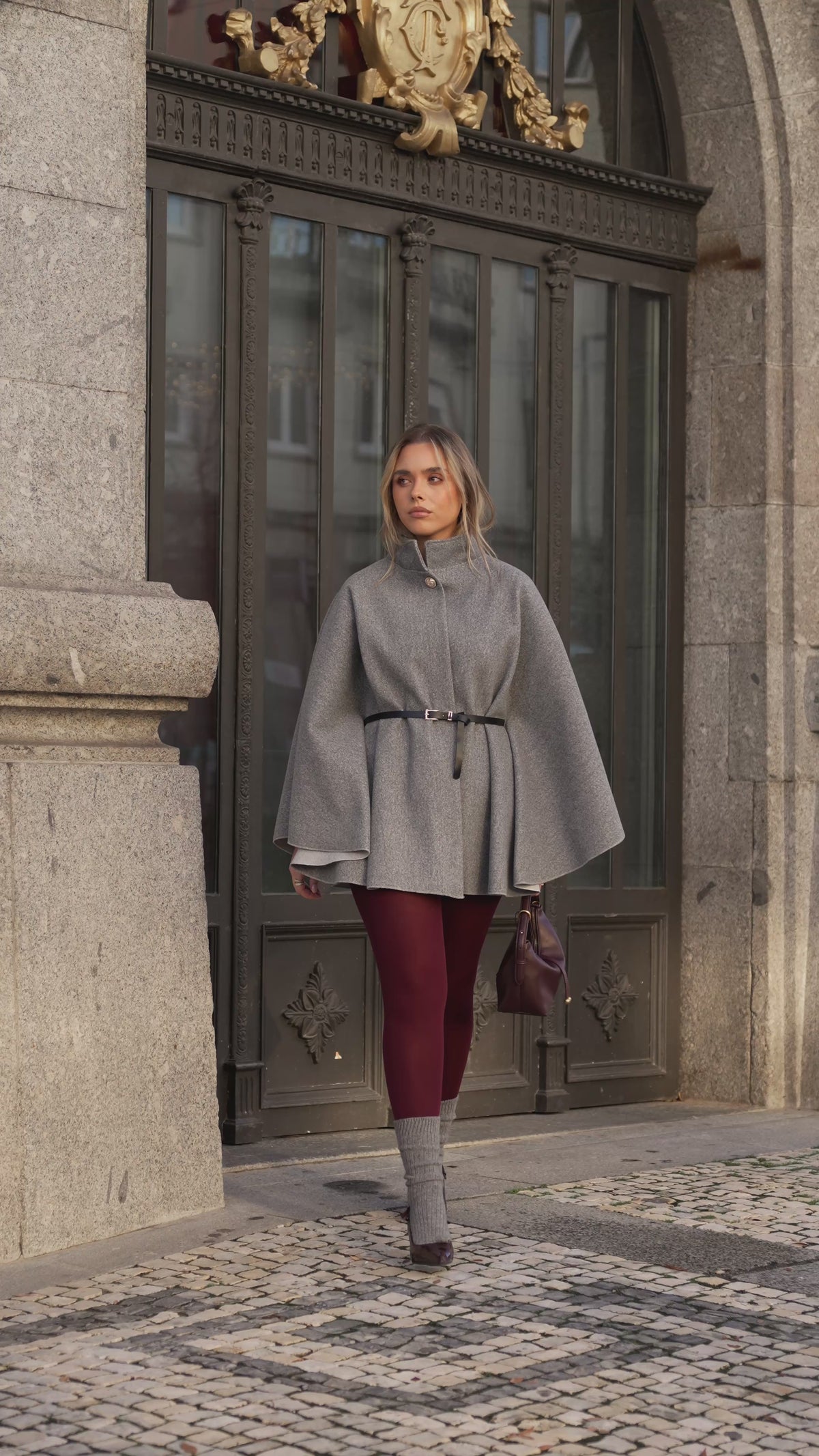 Mantello con cintura inclusa, Grigio
