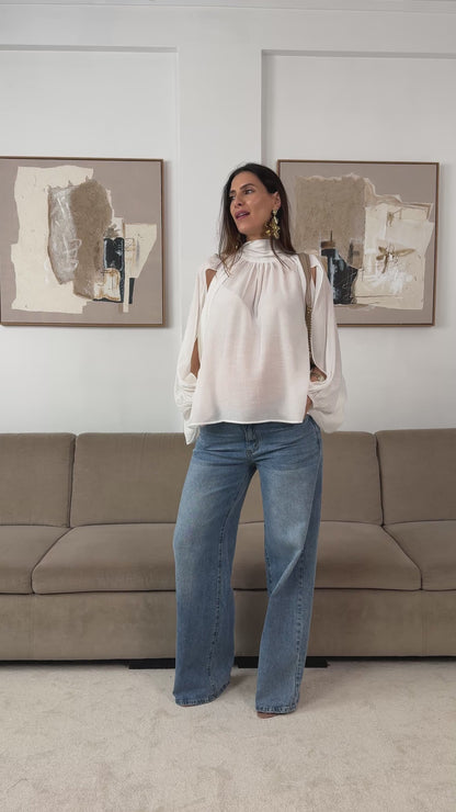 Blusa Manga Recorte Branco