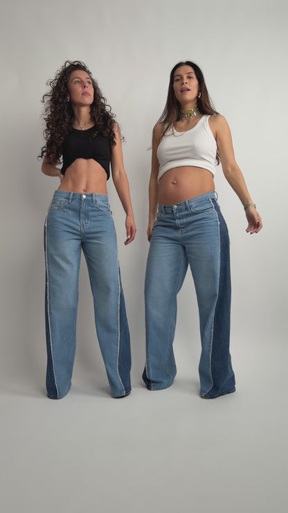 Weit geschnittene Jeans mit seitlichem Detail