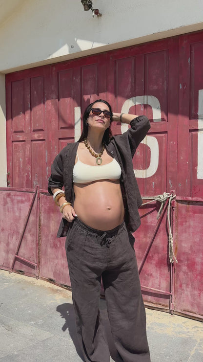 Conjunto Camisa Linho Castanho