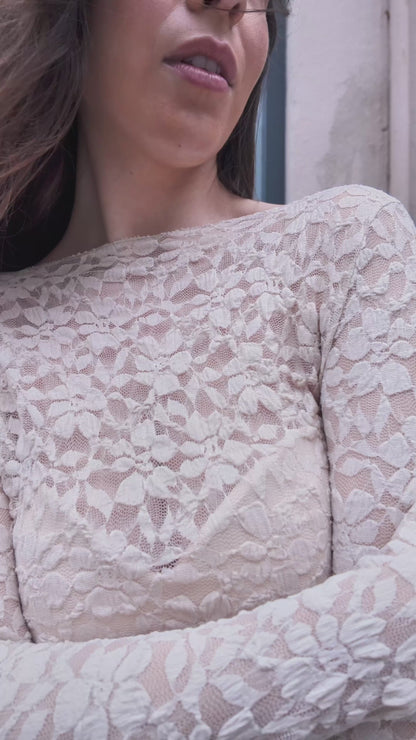 Nuisette en dentelle beige