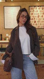 Blazer Oversize Risca Diplomática Chocolate