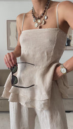 100% beige linnenset