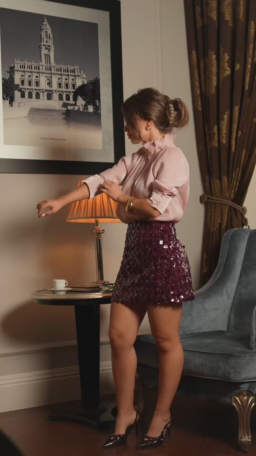 Bordeaux Sequin Skirt