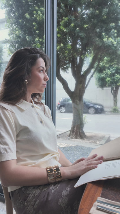 T-shirt Polo Malha Bege