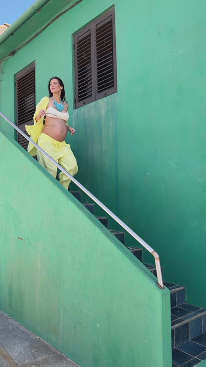 Conjunto Camisa Linho Amarelo