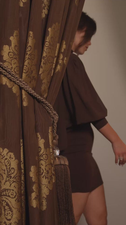 Brown Draped Back Dress