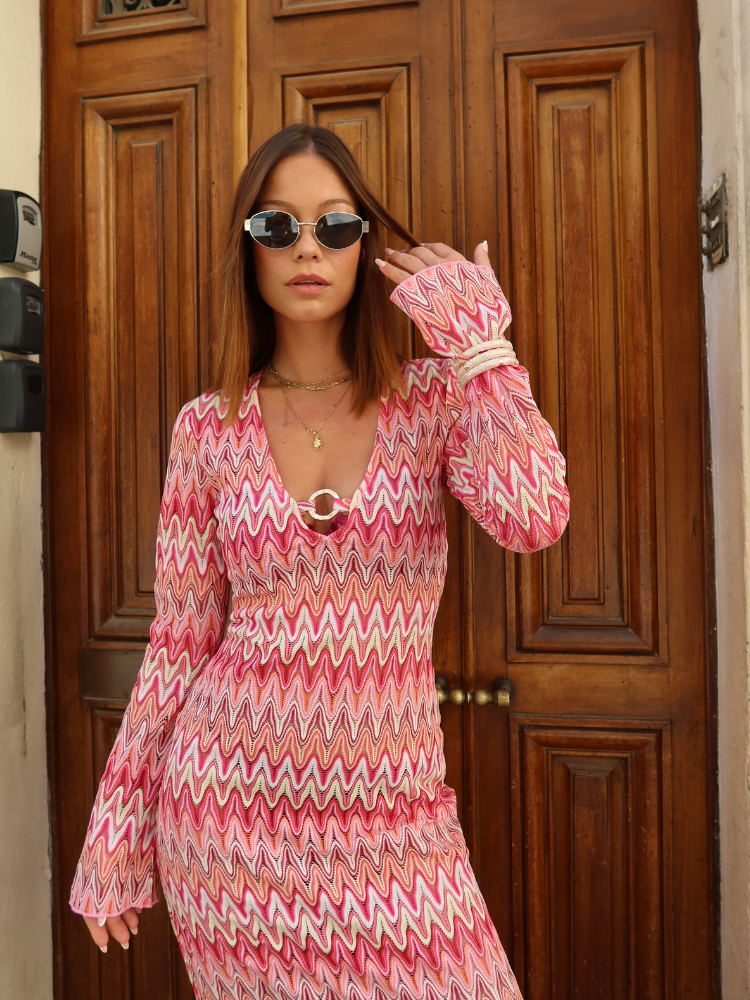 Vestido Malha Rosa
