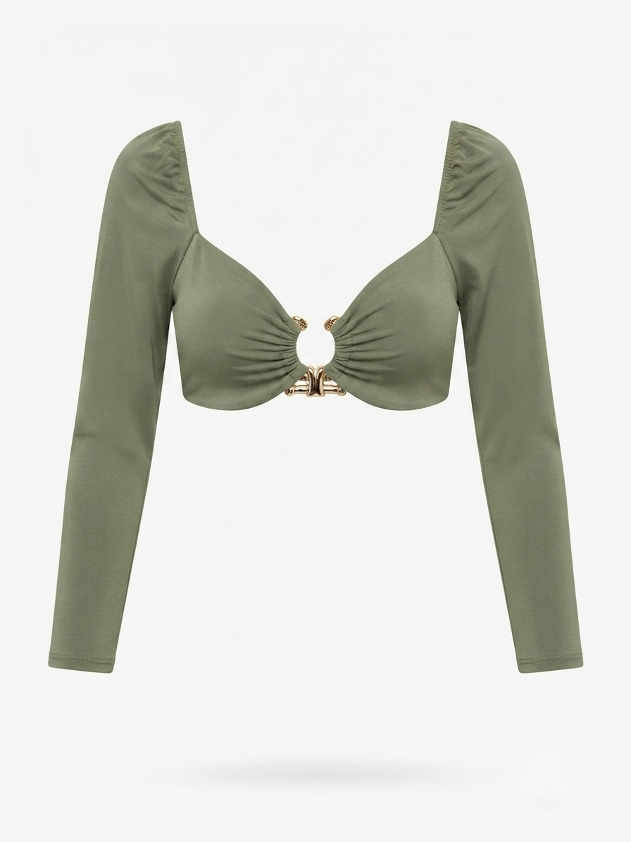 Military Green Top and Skirt Set