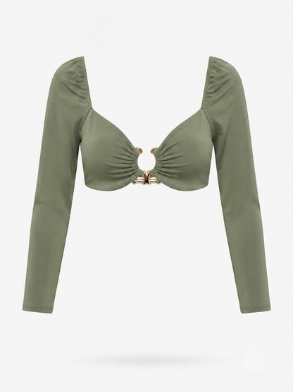Military Green Top and Skirt Set