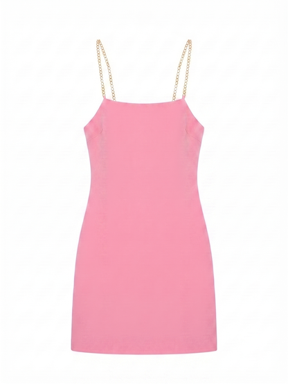 Vestido Detalhe Corrente Rosa