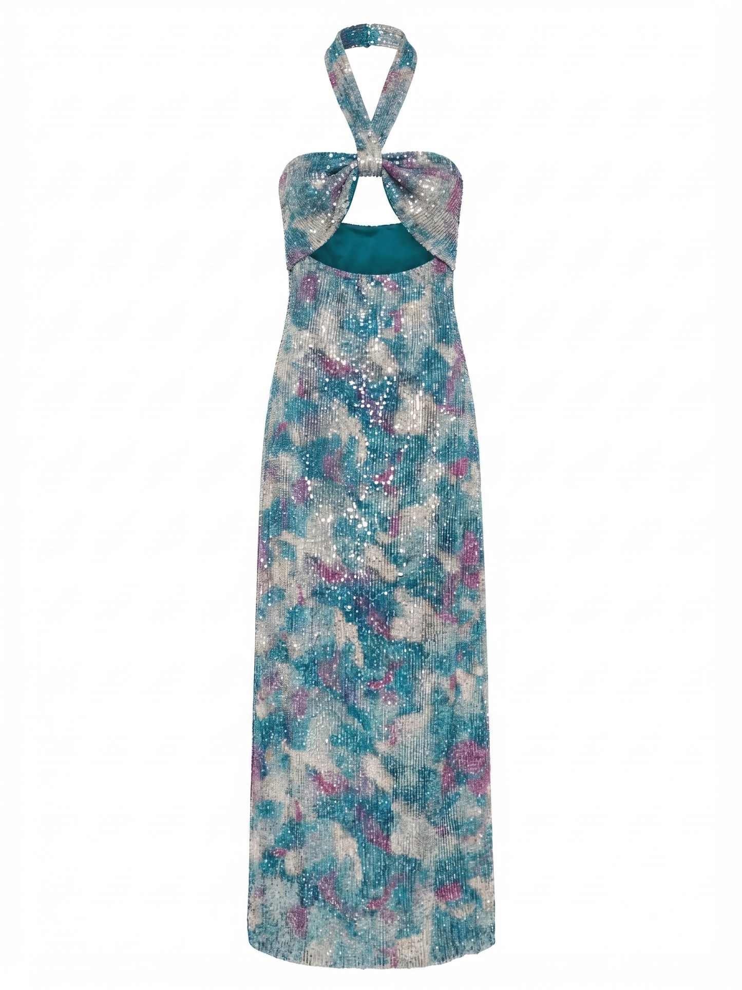Blaues Pailletten-Midikleid