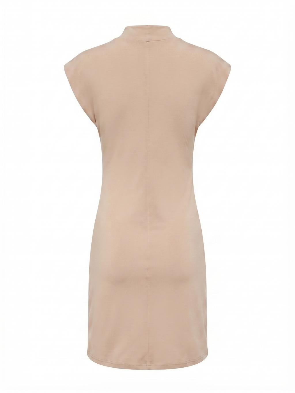 Beigefarbenes Kleid mit Rüschendetails