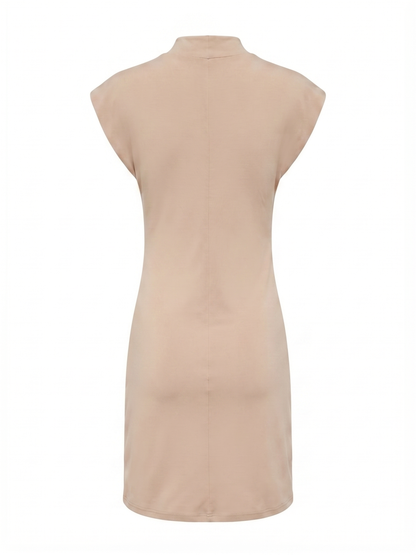 Vestido Detalhe Repuxado Bege