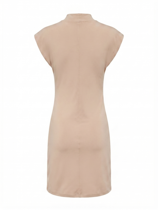 Vestido Detalhe Repuxado Bege