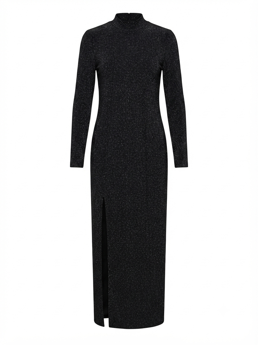 Schwarzes, glitzerndes Midikleid