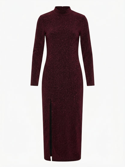 Vestido Midi Brilhantes Bordeaux