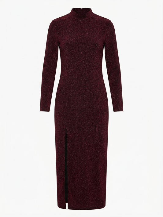 Vestido Midi Brilhantes Bordeaux