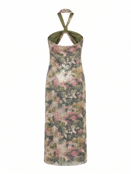 Vestido midi de lentejuelas verdes