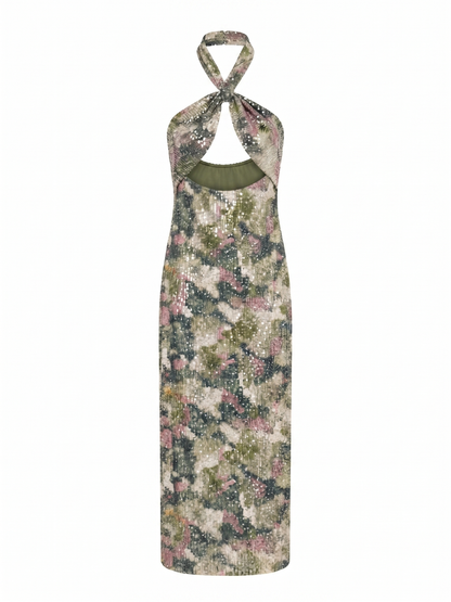 Vestido midi de lentejuelas verdes