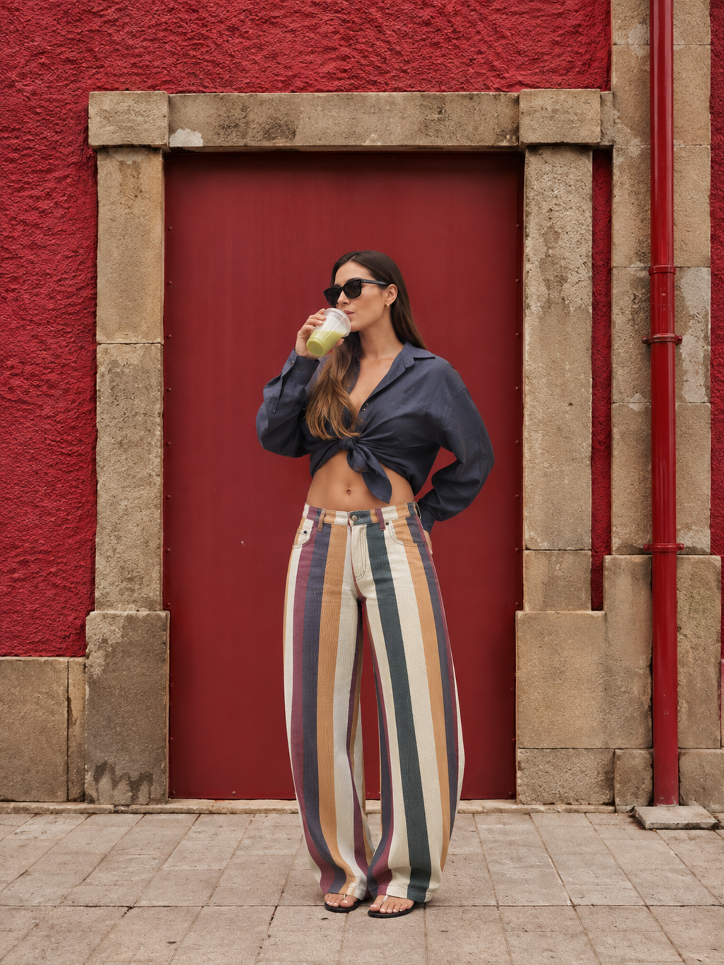 STRIPED BALLOON JEANS 1