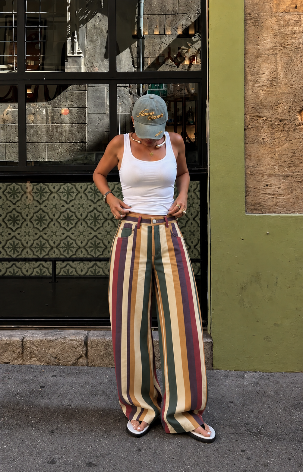 STRIPED BALLOON JEANS 7
