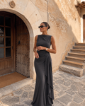 VESTIDO COMPRIDO DRAPEADO CASTANHO 1
